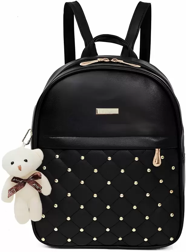 Light Weight PU Leather Backpack For Girls And Women Black