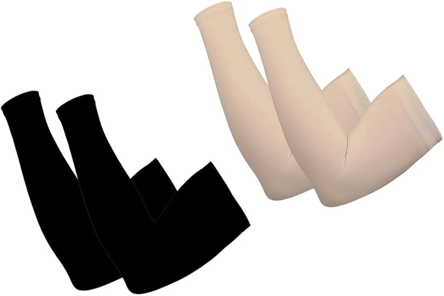 ICE Pack of 2  Unisex UV Protection Cooling Arm Sleeves (Black & Skin)
