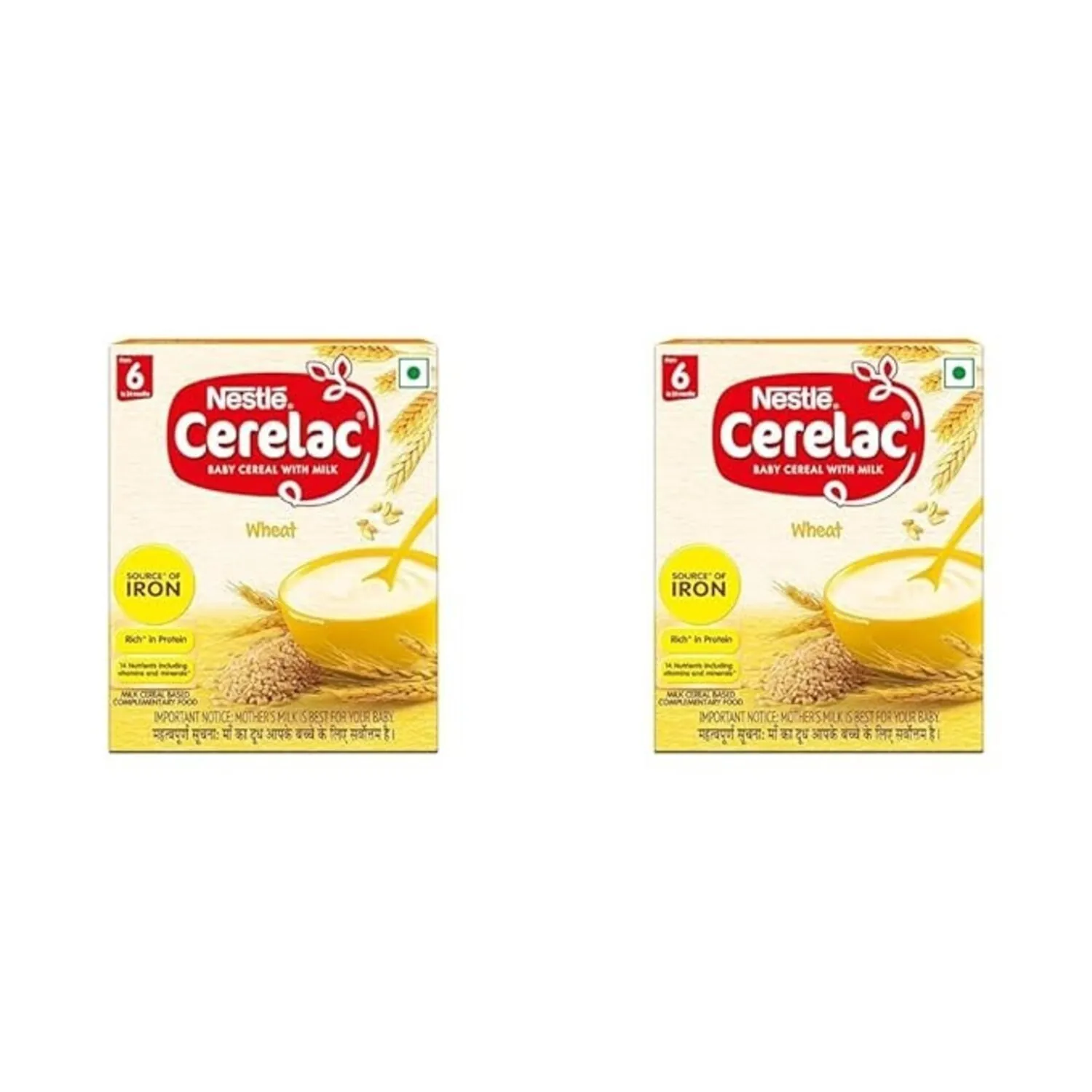 Cerelac  Pack of 2 , Baby Cereal with Milk, Wheat,Stage 1, From 6 to 24 Months