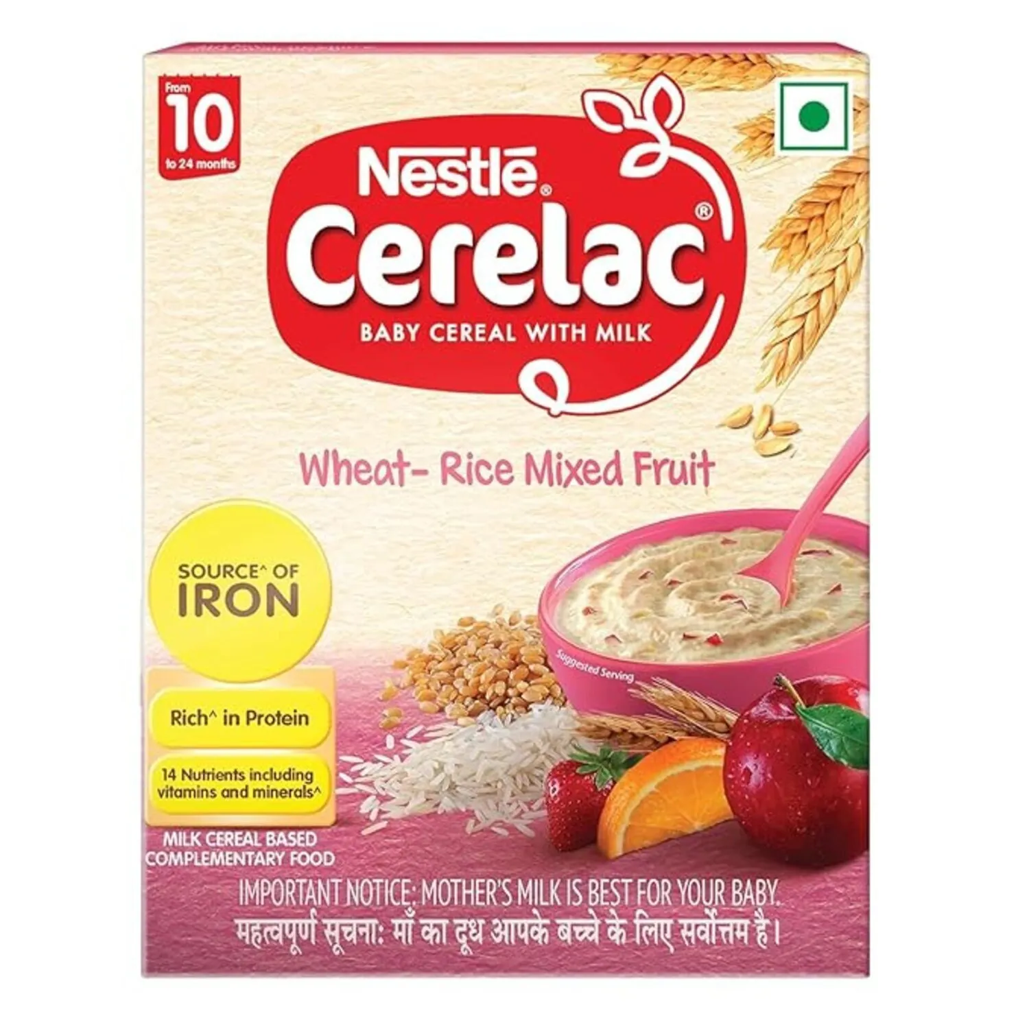 CERELAC Pack of 5 Baby Cereal with Milk, Wheat - Rice Mixed Fruit, From 10 to 24 Months