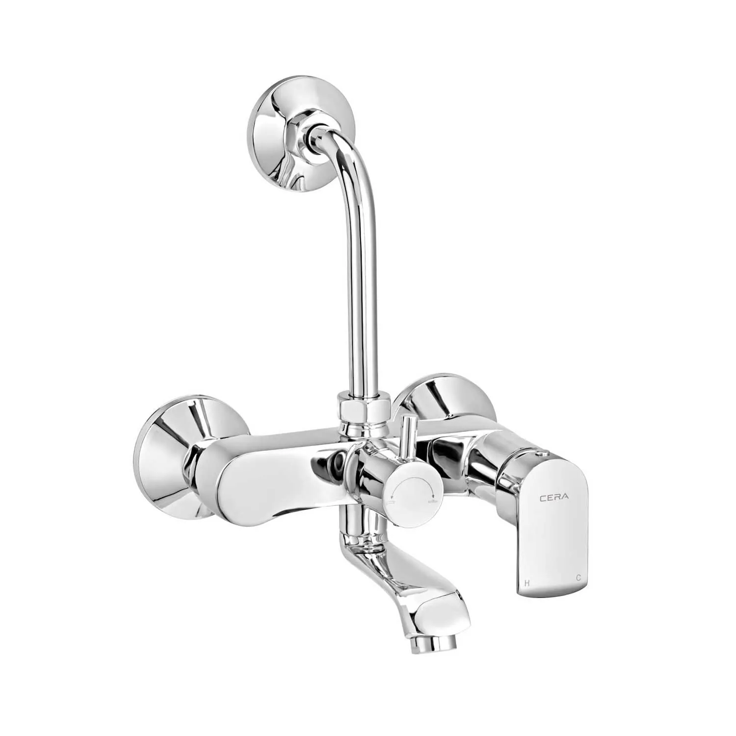 CERA Chromo Dual Lever Wall Mount Wall Mixer with Bend Pipe (F1019411)