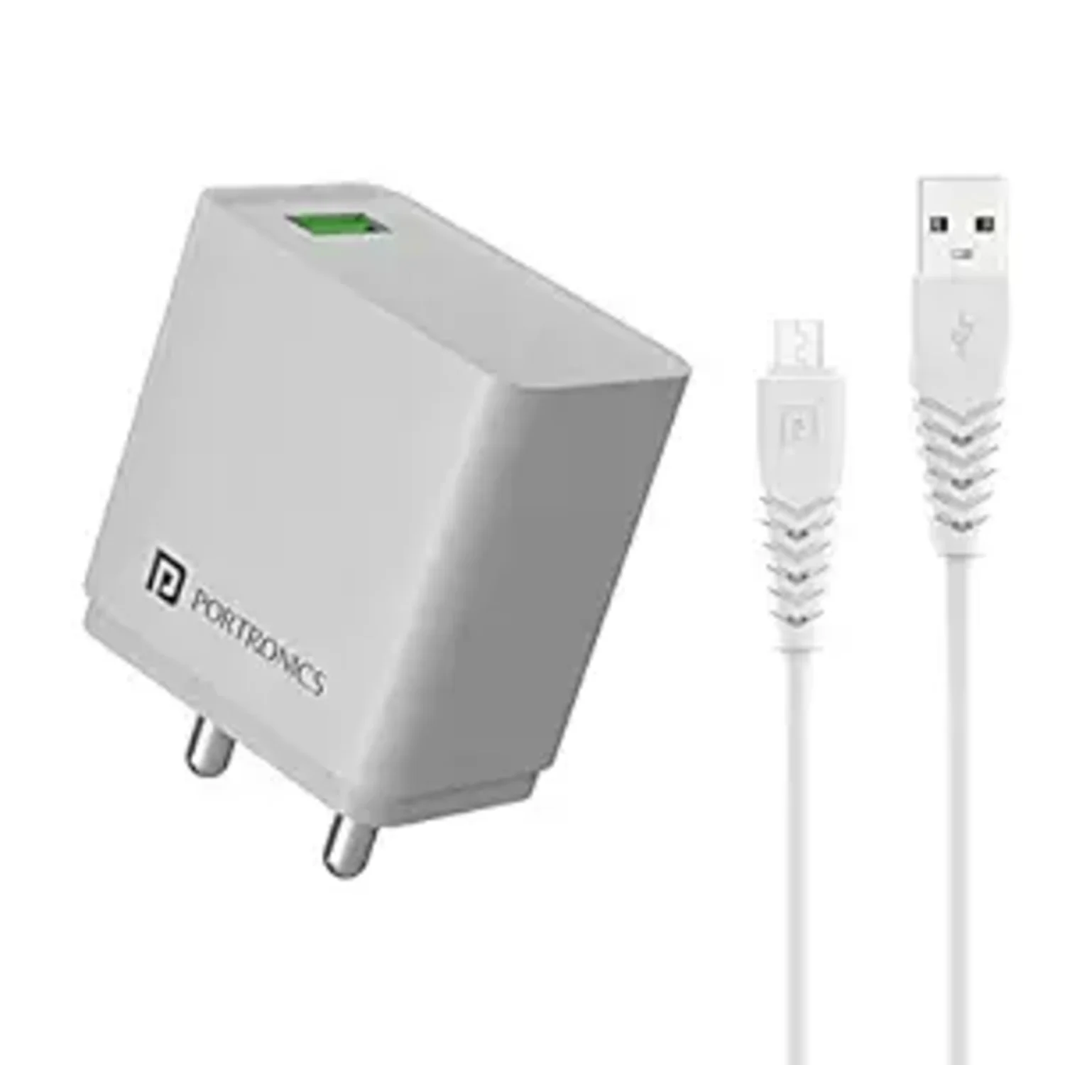 Portronics Adapto One M,18W 3A Fast Charging Adaptor ,1M Micro USB Cable Wall Charger (POR 10015)