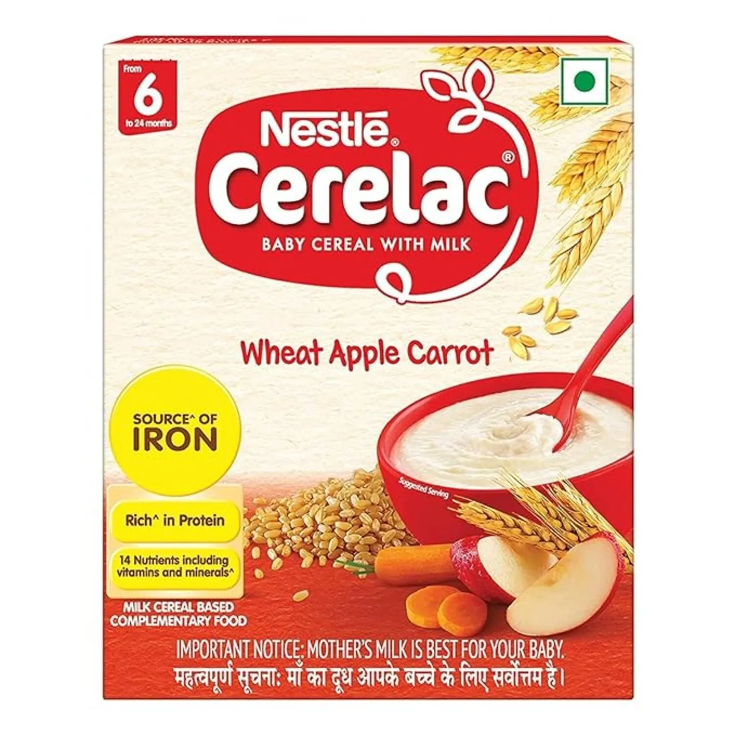 CERELAC Baby Cereal  Wheat Apple Carrot ,Stage 1, 300 g