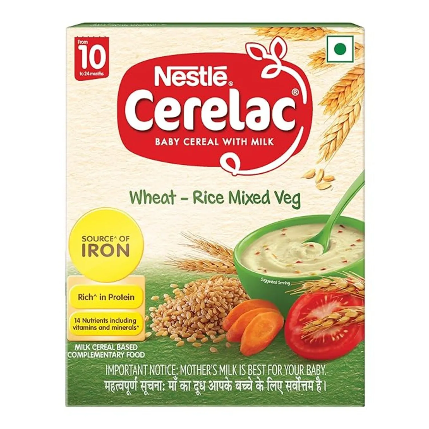CERELAC Baby Cereal with Milk , Wheat - Rice Mixed Veg , From 10 to 24 Months , Stage 3 (300 gm)
